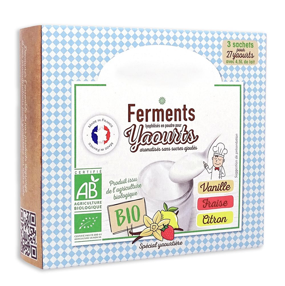 Fermenti liofilizzati bio yogurt fatto in casa VANIGLIA-FRAGOLA